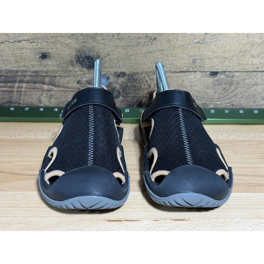 Crocs HTF Swiftwater Mesh Deck Sandal - Black- Mens Sz 7 Or Women’s 9 $119